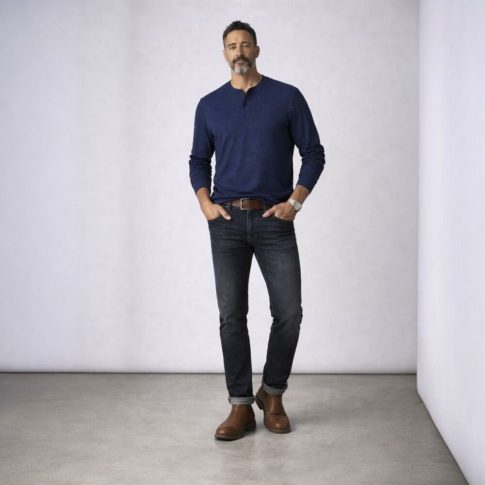J.Crew XL Heather Navy Neps Rugby Henley NWT Cotton Shirt